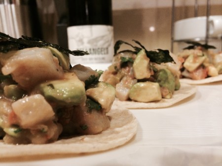 Talapia Ceviche on Mini Tortillas