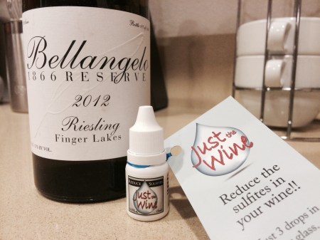 Villa Bellangelo 1866 Reserve 2012 Riesling with Just the Wine sulfite drops